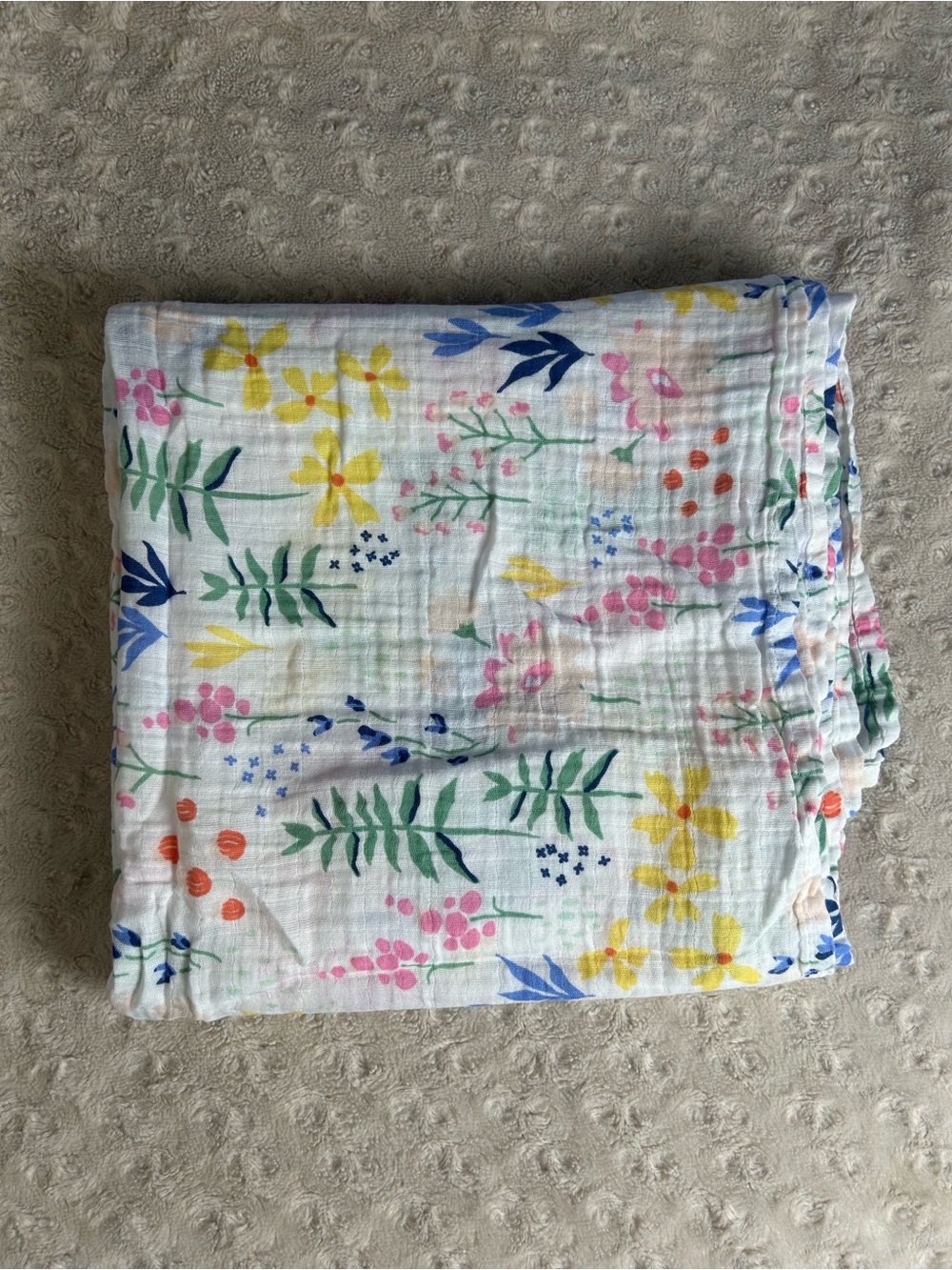 Cloud Island Floral Baby Swaddle Blanket Wildflower Muslin Yellow Blue White